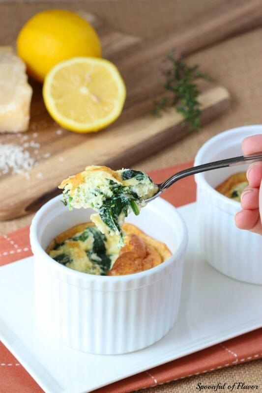 Spinach and Parmesan Egg Soufflé Cups from Spoonful of Flavor