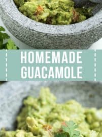 guacamole with cilantro on top in a bowl