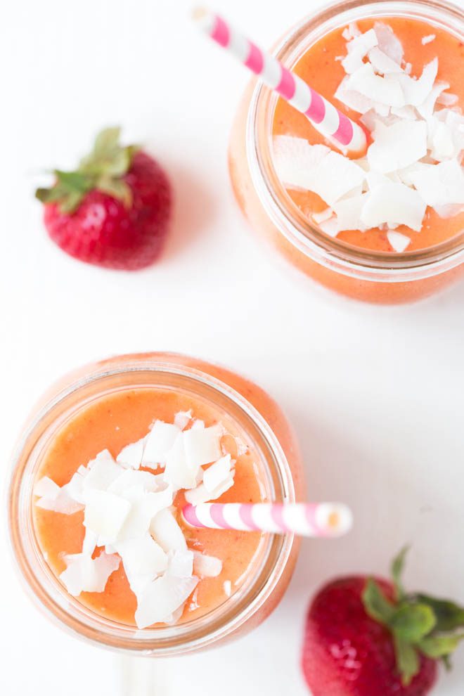 Strawberry, Mango and Guava Smoothie is a refreshing smoothie that can be enjoyed for breakfast or snack! Add all of the ingredients to your blender and enjoy.