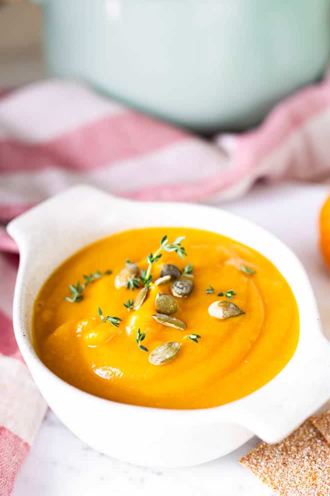 Autumn squash soup in a bowl