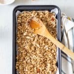 baked granola in a pan