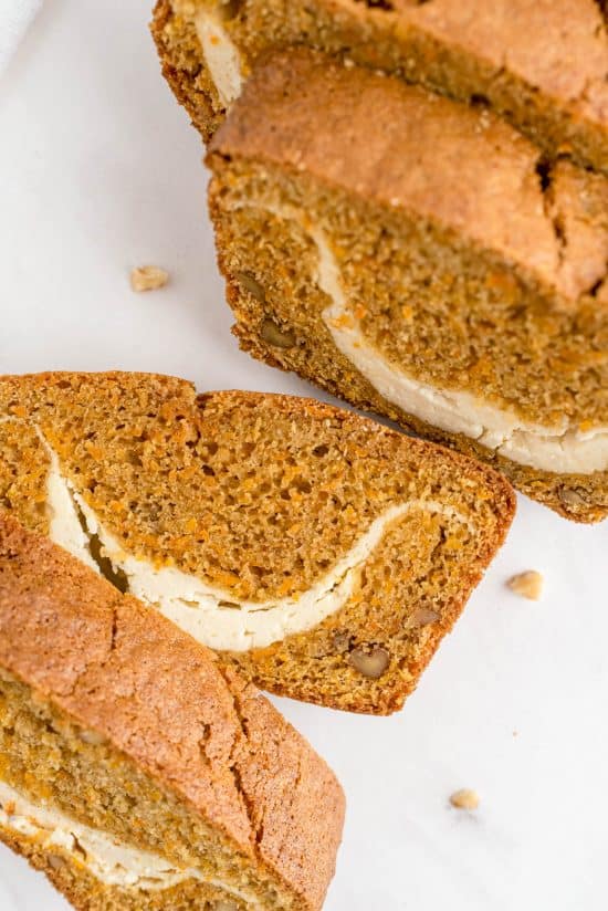 Carrot Loaf with Cream Cheese Swirl