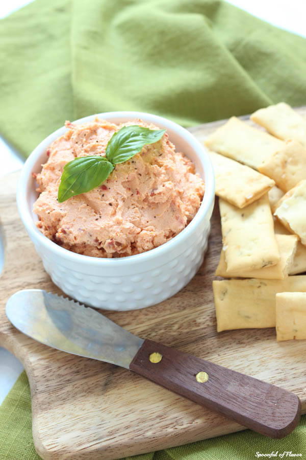 Sundried Tomato Whipped Goat Cheese - perfect for serving with pita chips or spreading on a sandwich!