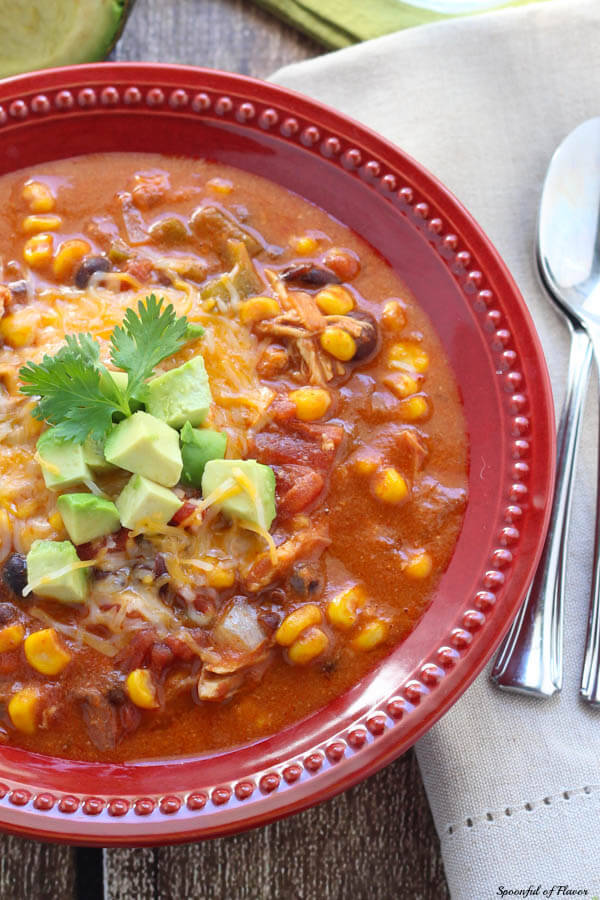 Slow Cooker Chicken Enchilada Soup - the best weeknight meal! 