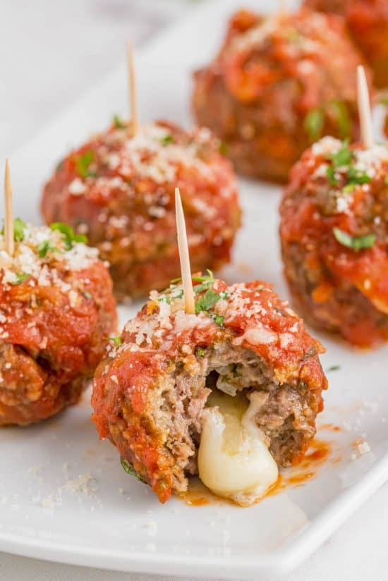 Easy Mozzarella Stuffed Meatballs