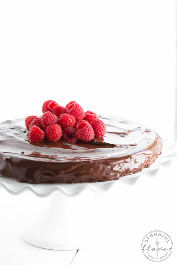 Flourless Chocolate Cake with Chocolate Ganache - only four ingredients creates a beautiful cake!