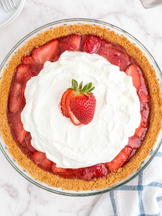 whole strawberry pie on a tabletop