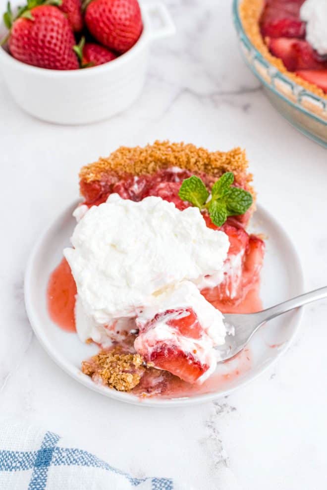 slice of strawberry pie on a plate