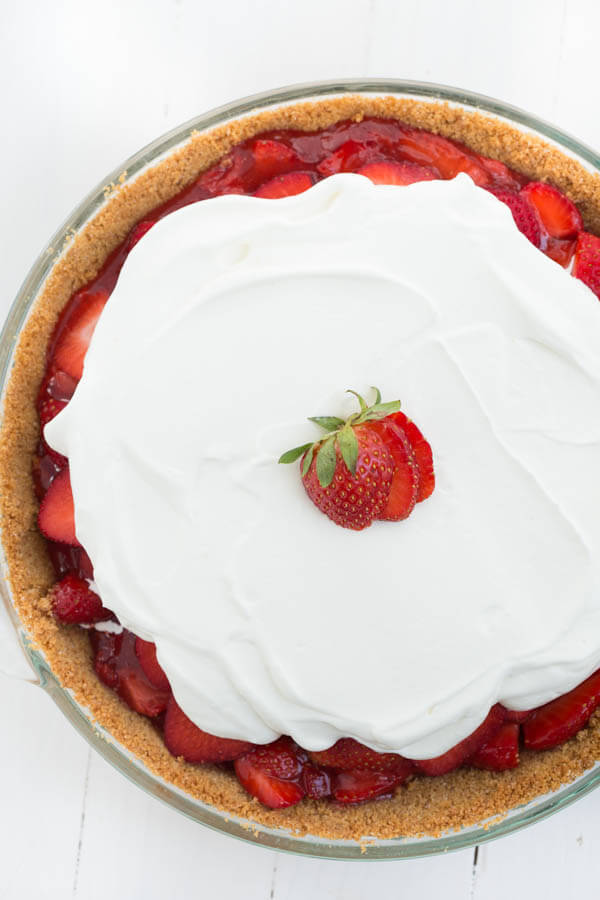 Strawberry Pie - graham cracker crust with fresh sliced strawberries and whipped cream!