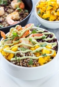 Cilantro Lime Shrimp Quinoa Bowls