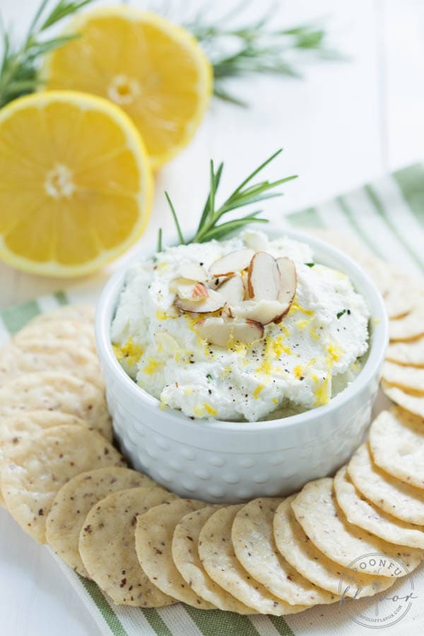 Lemon Rosemary Whipped Goat Cheese - an easy and flavorful appetizer or spread!