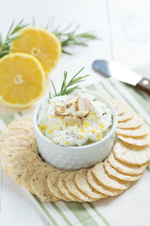 Lemon Rosemary Whipped Goat Cheese - an easy and flavorful appetizer or spread!