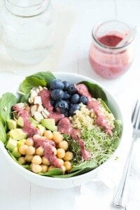 Spring Superfood Bowl with Blueberry-Ginger Dressing