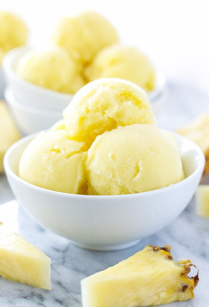 Piña Colada Sorbet | Turn your favorite tropical cocktail into a delicious frozen sorbet!