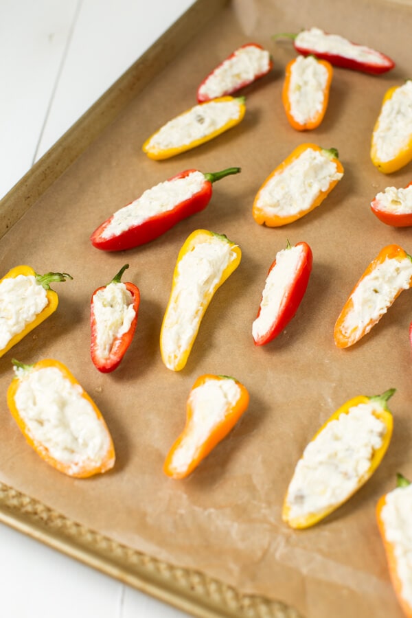 Easy Two Ingredient Stuffed Sweet Peppers are an easy appetizer made with only two ingredients!