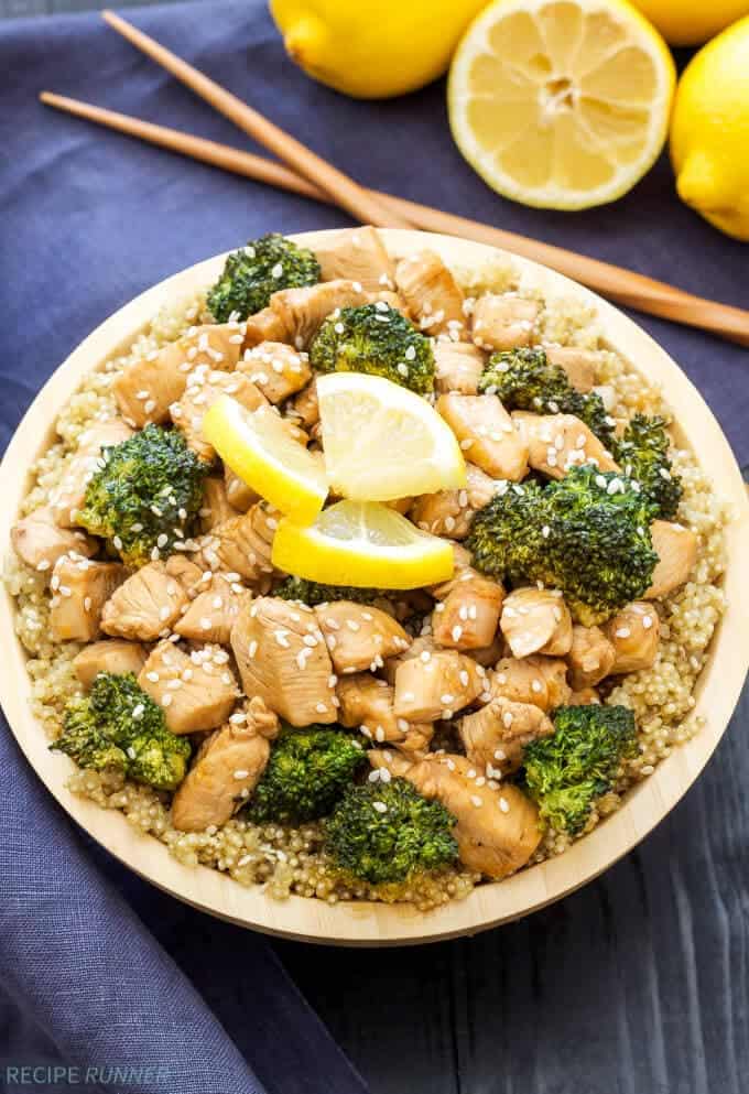 Lemon Honey Chicken and Broccoli Stir-Fry | This Lemon Honey Chicken and Broccoli Stir-Fry is full of sweet lemon flavor and comes together in just 30 minutes! Healthy and easy homemade takeout!