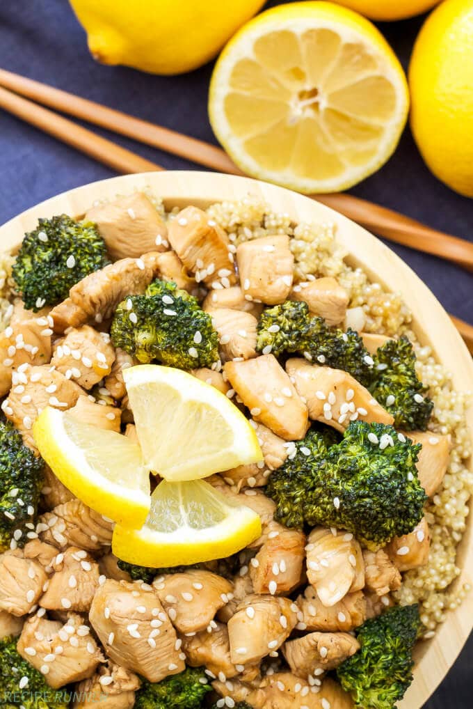 Lemon Honey Chicken and Broccoli Stir-Fry | This Lemon Honey Chicken and Broccoli Stir-Fry is full of sweet lemon flavor and comes together in just 30 minutes! Healthy and easy homemade takeout! 