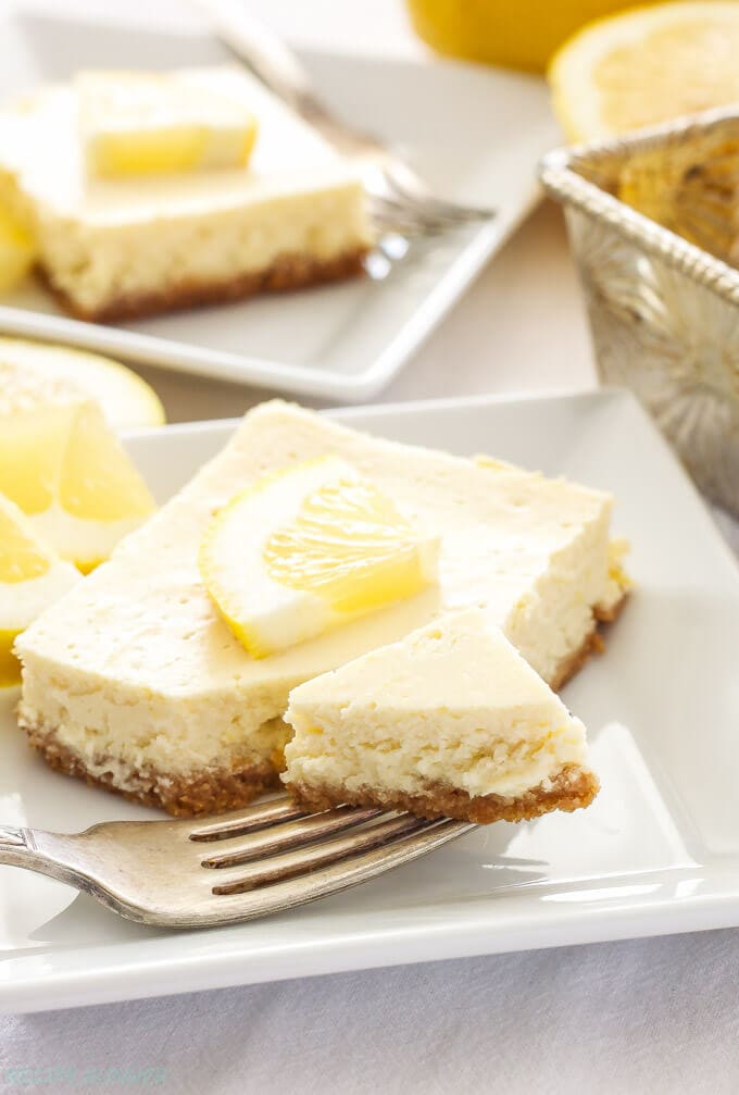 Greek Yogurt Lemon Cheesecake Bars - Spoonful of Flavor