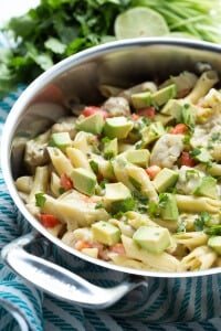 One Pot Creamy Salsa Verde and Lime Chicken Pasta