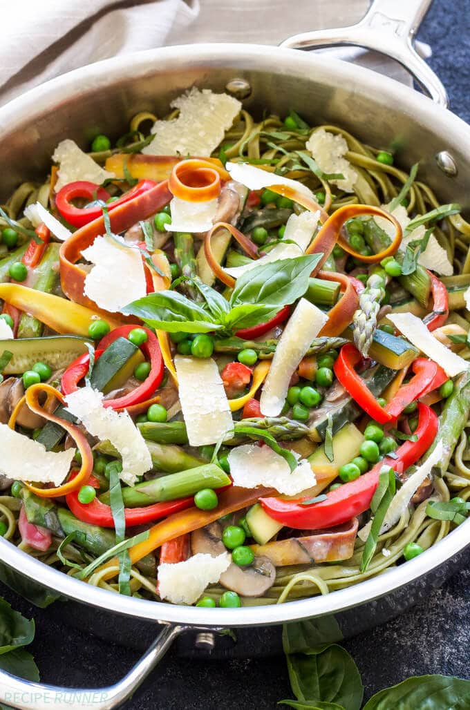 Pasta Primavera | One of the best ways to use all the spring vegetables is to toss them in this light and creamy Pasta Primavera!