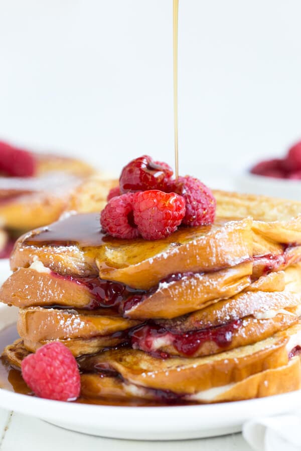 Raspberry Cheesecake Stuffed Brioche French Toast | Spoonful of Flavor