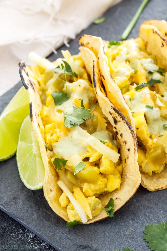 Egg, Green Chile and Cheese Breakfast Tacos