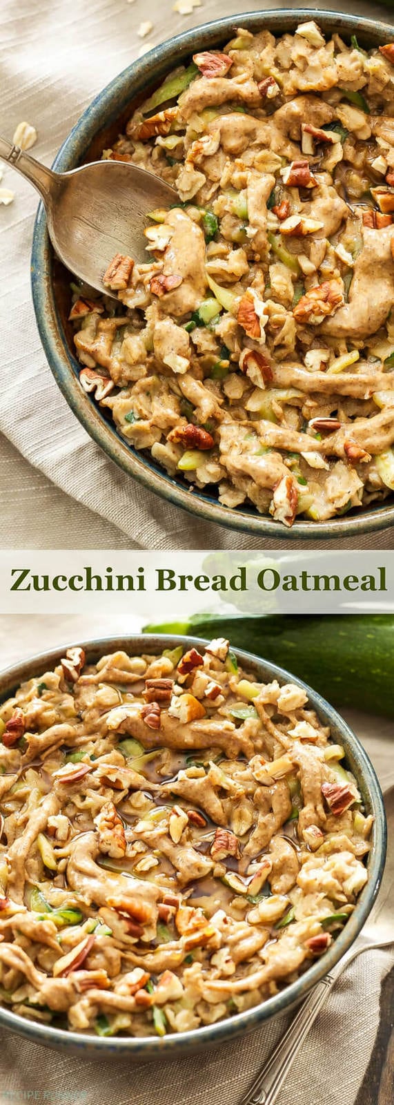Zucchini Bread Oatmeal | Treat yourself to a bowl of this Zucchini Bread Oatmeal and get all the flavors that you would from the bread without overindulging!