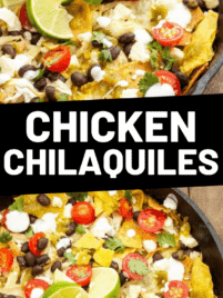 chicken chilaquiles in a skillet