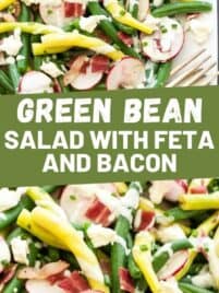 green bean salad with feta on a plate