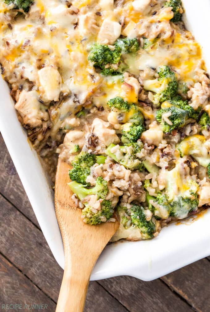 A healthy casserole the whole family will love! This Broccoli, Chicken and Cheese Wild Rice Casserole can be made ahead of time, perfect for busy nights.