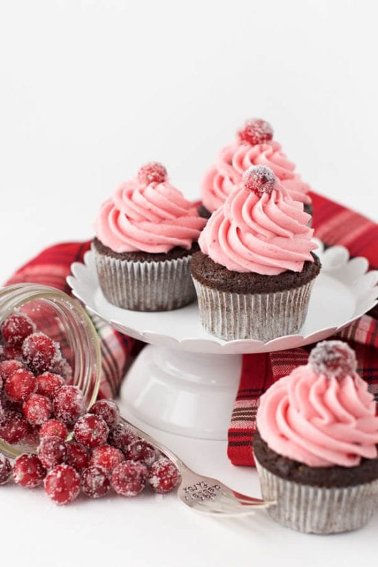Gingerbread Cupcakes with Cranberry Buttercream Frosting