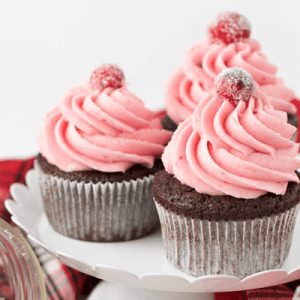 Gingerbread cupcakes with cranberry buttercream frosting combine two of your favorite holiday flavors in one sweet treat that is sure to impress!