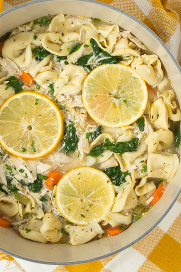 One Pot Lemon Chicken Tortellini Soup with Greens is made with the freshest ingredients and comes together in little time!