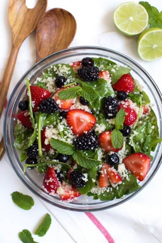 Triple Berry Couscous Salad with Honey Lime Mint Dressing & Giveaway