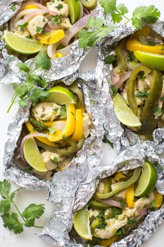 Meal Prep Cilantro Lime Chicken Fajitas in Foil