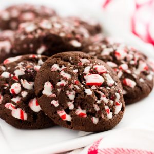 chocolate peppermint cookies sitting on a plate