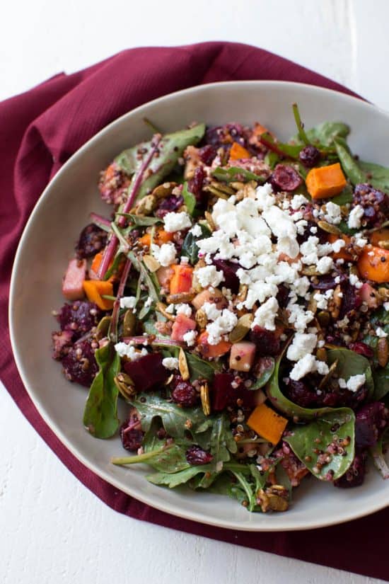 Roasted Sweet Potato, Beet, Apple and Quinoa Salad
