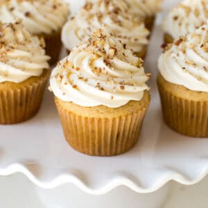 maple cupcakes sitting on a serving dish