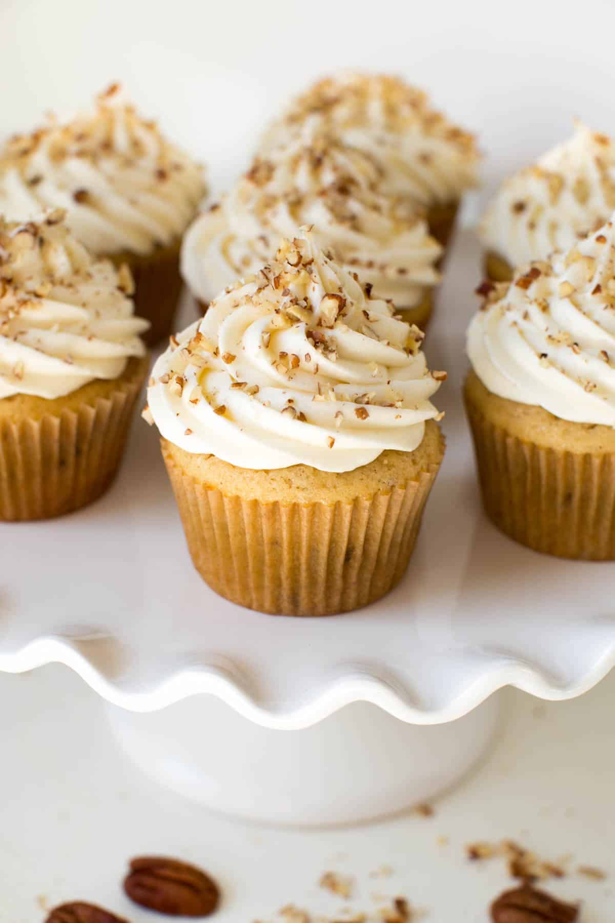 maple cupcakes sitting on a serving dish