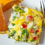 one slice of egg bake on a plate