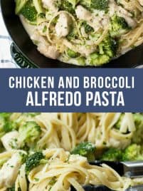 healthy chicken and broccoli fettuccine alfredo pasta