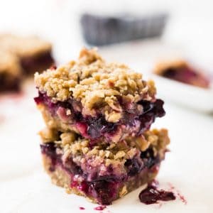 Blueberry Crumble Bars are filled with juicy blueberries and topped with a buttery crumble.