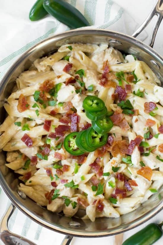 One Pot Creamy Jalapeno Popper Chicken Pasta