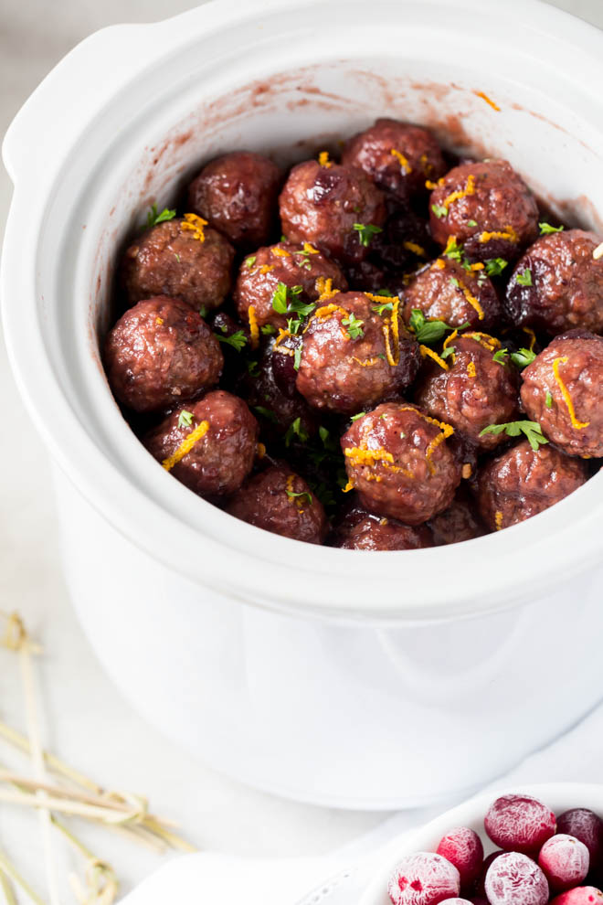 cranberry meatballs in a crockpot