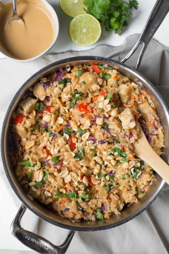 Thai Chicken Peanut Rice Skillet