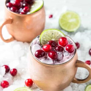 Shake up a Cranberry Moscow Mule and serve this festive holiday cocktail at your next dinner party or holiday celebration! #cranberry #moscow #mule #drink #recipe