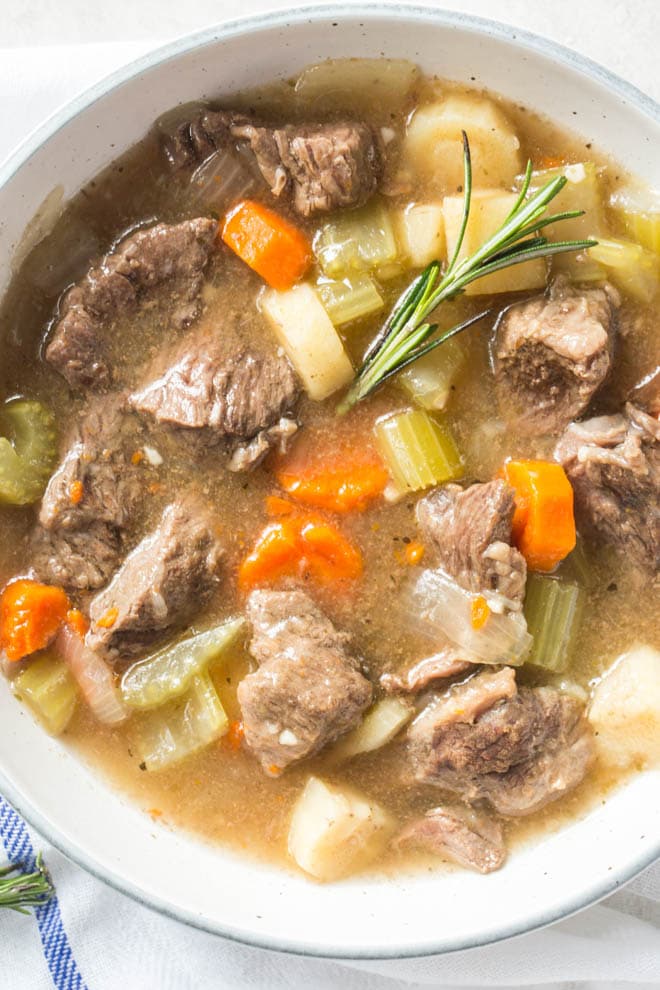 Instant Pot Beef Stew is the perfect comfort food without all of the carbs. This low carb stew is made in the instant pot to make prep and clean up easy. #instantpot #beefstew #recipe #lowcarb #healthy #dinner #recipe #pressurecooker