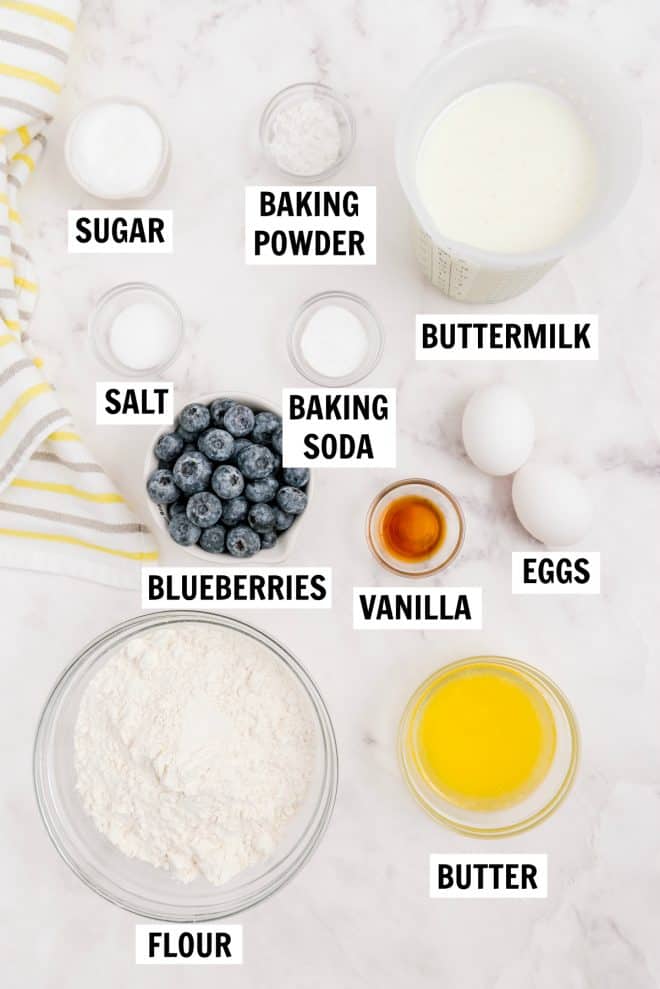 ingredients for blueberry buttermilk pancakes
