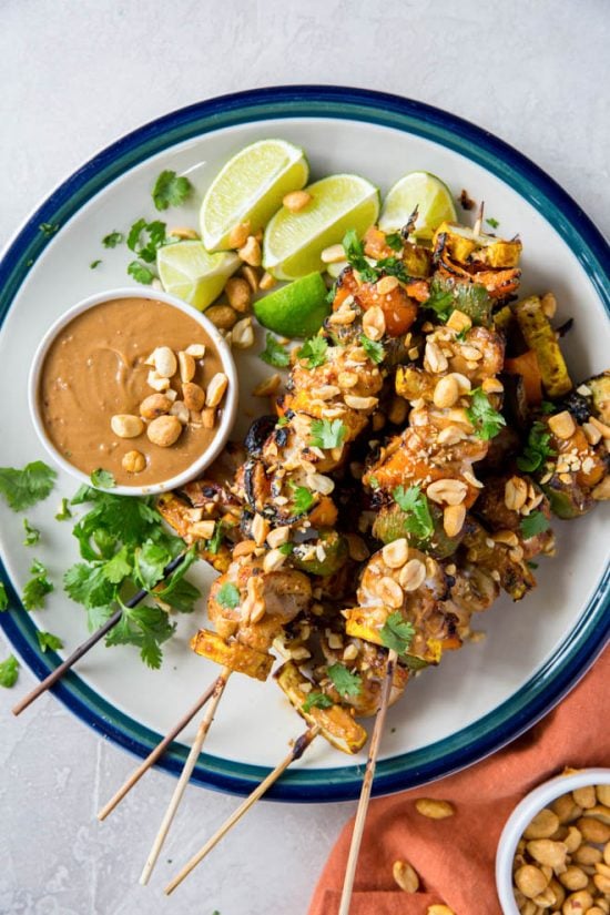 Spicy Peanut Grilled Chicken Kebabs