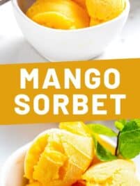 Mango sorbet in a bowl.